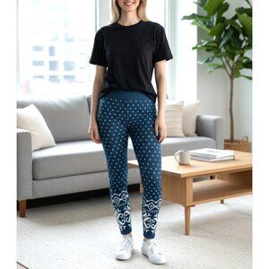 Sweaty Betty Fair Isle Base Layer Leggings in Deep Blue Size 8